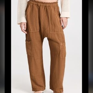 NSF Rust Brown Utility Relaxed Linen Cargo Pants